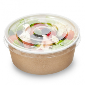 Круглый контейнер бумажный Крафт d-150 мм, 750 мл, OSQ Round bowl с плоской крышкой *180 Круглый контейнер бумажный Крафт d-150 мм, 750 мл, OSQ Round bowl с плоской крышкой *180