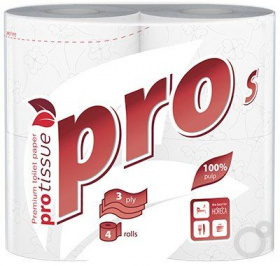Туалетная бумага Pro 3 слоя 4 рулонов в упаковке белая*18 Туалетная бумага Pro 3 слоя 4 рулонов в упаковке белая*18
