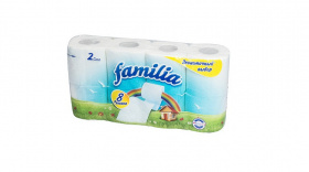 Туалетная бумага Familia Радуга, 2-слойная, белая, 8 рул/уп *6