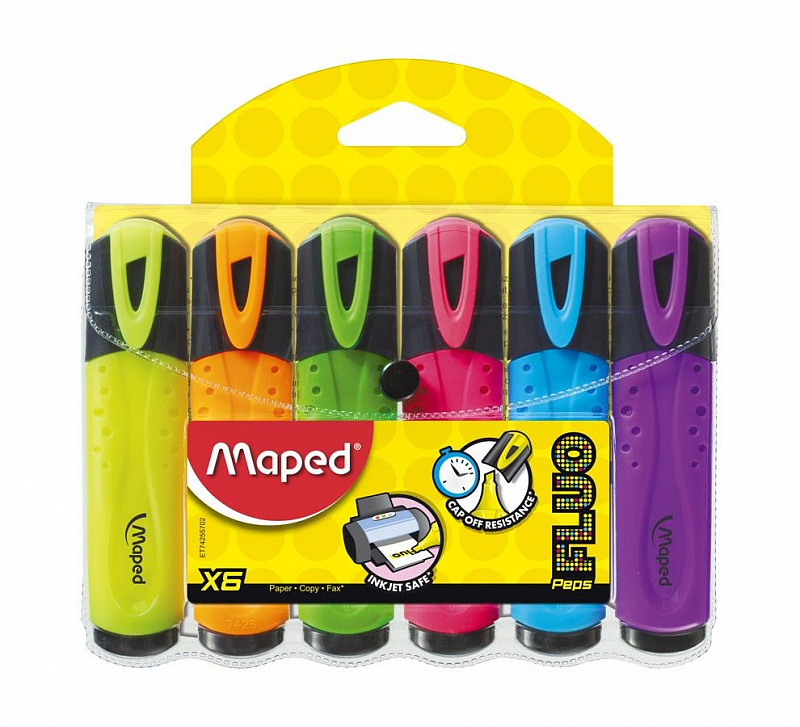 Набор текстовыделителей Maped, 6 шт/цветов, 1-5 мм, Fluo Pep's Classic