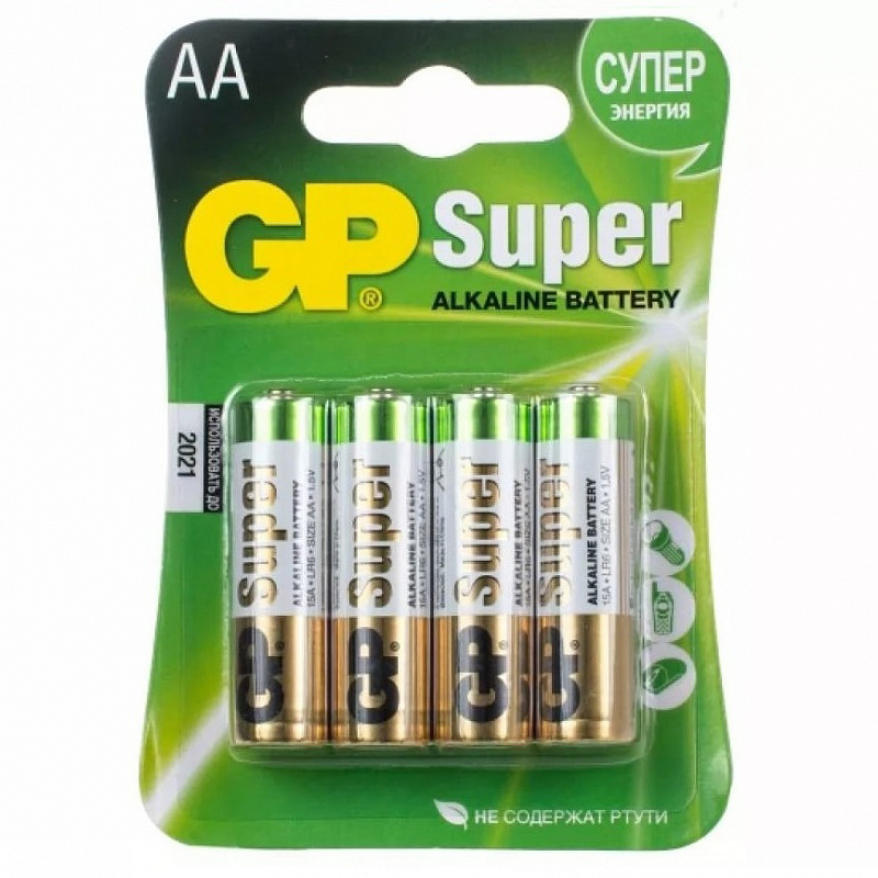 Батарейка "GP LR6 AA", 4 шт, в упаковке