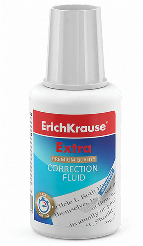 Корректирующая жидкость ErichKrause Extra на химической основе, кисть 20 мл *10 Корректирующая жидкость ErichKrause Extra на химической основе, кисть 20 мл *10